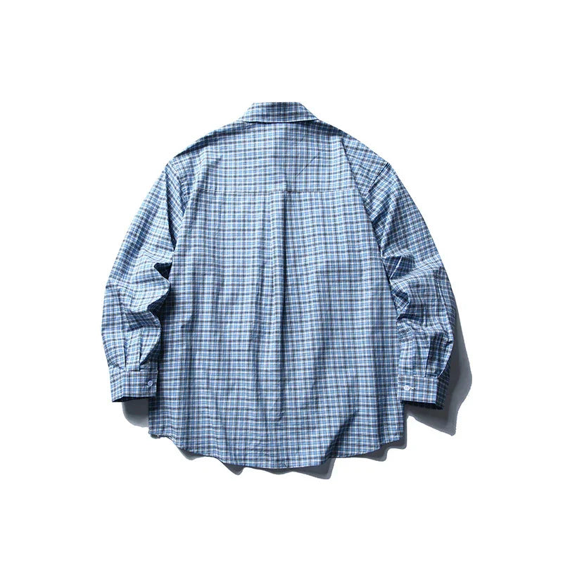 Long sleeved checkered shirt men's casual shirt