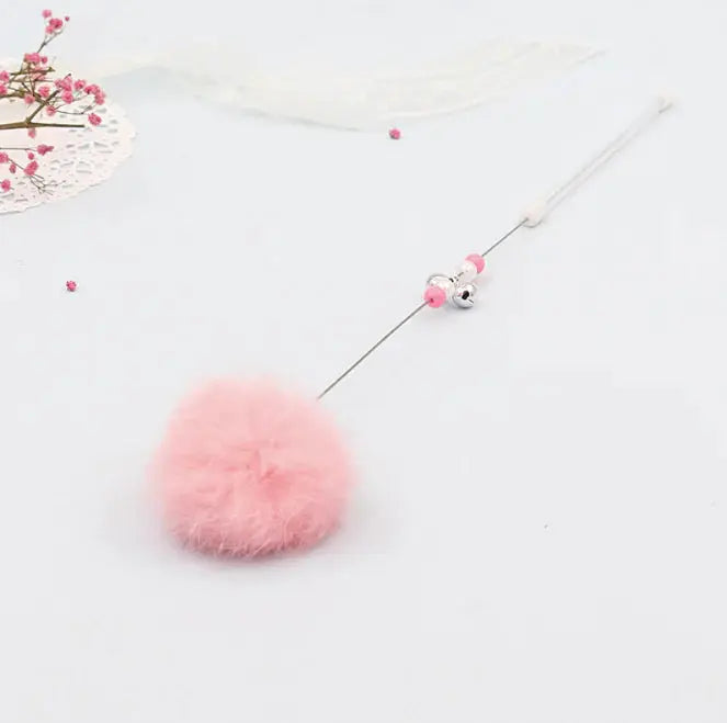 Vibrant Rabbit Fur Teaser Wand with Bell BabyFour