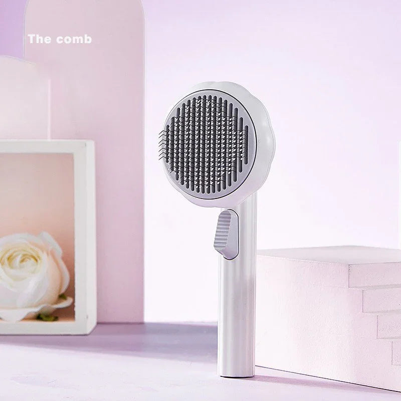 Pet Supplies New Pet Comb Cat Stainless Steel Fine Needle Comb One-click Hair Removal Comb Brush to Remove Floating Hair Massage Comb