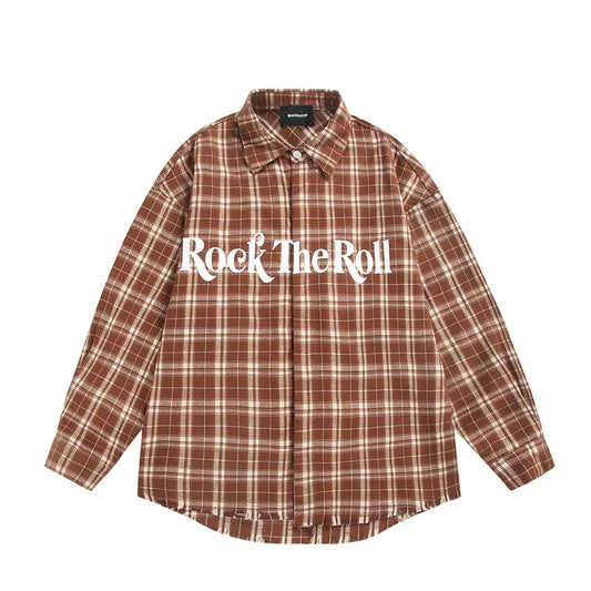 Letter checkered shirt for men and women casual shirt