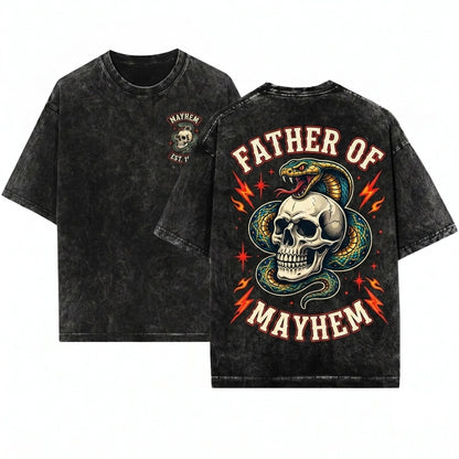 Father Mother Toddler Matching Family Skull Snake Tattoo Style Mayhem Unisex Wash T-Shirt