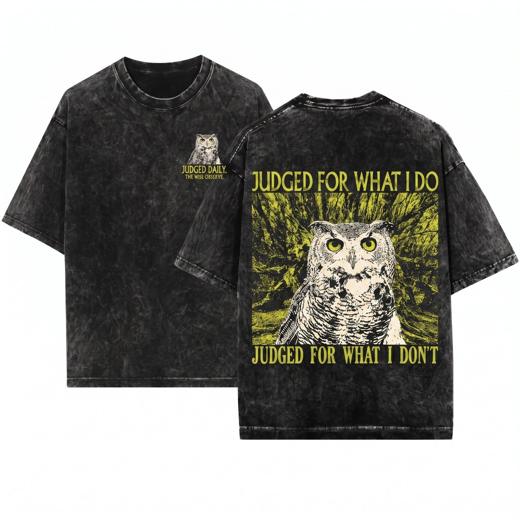 Judged For What I Do Funny Japanese Vintage Owl Unisex Wash T-Shirt