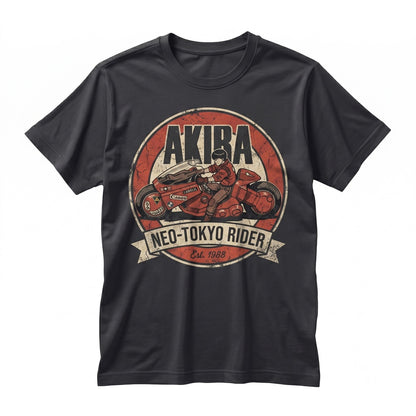 Retro 8-Bit Cyberpunk Neo-Tokyo Motorcycle Anime Graphic Print Unisex TShirt
