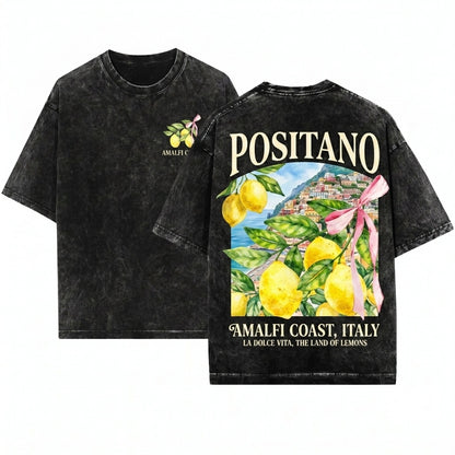 Coquette Vintage Positano Italy Amalfi Coast Travel Unisex Wash T-Shirt
