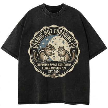 Chipmunk Moon Graphic Vintage Nature Wildlife Animal Lover Funny Retro Unisex TShirt