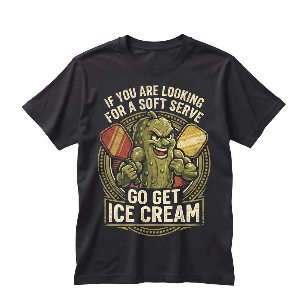 Funny Soft Serve Ice Cream Pickleball Paddle Cute Humor Graphic Sports Fan Gift Unisex TShirt