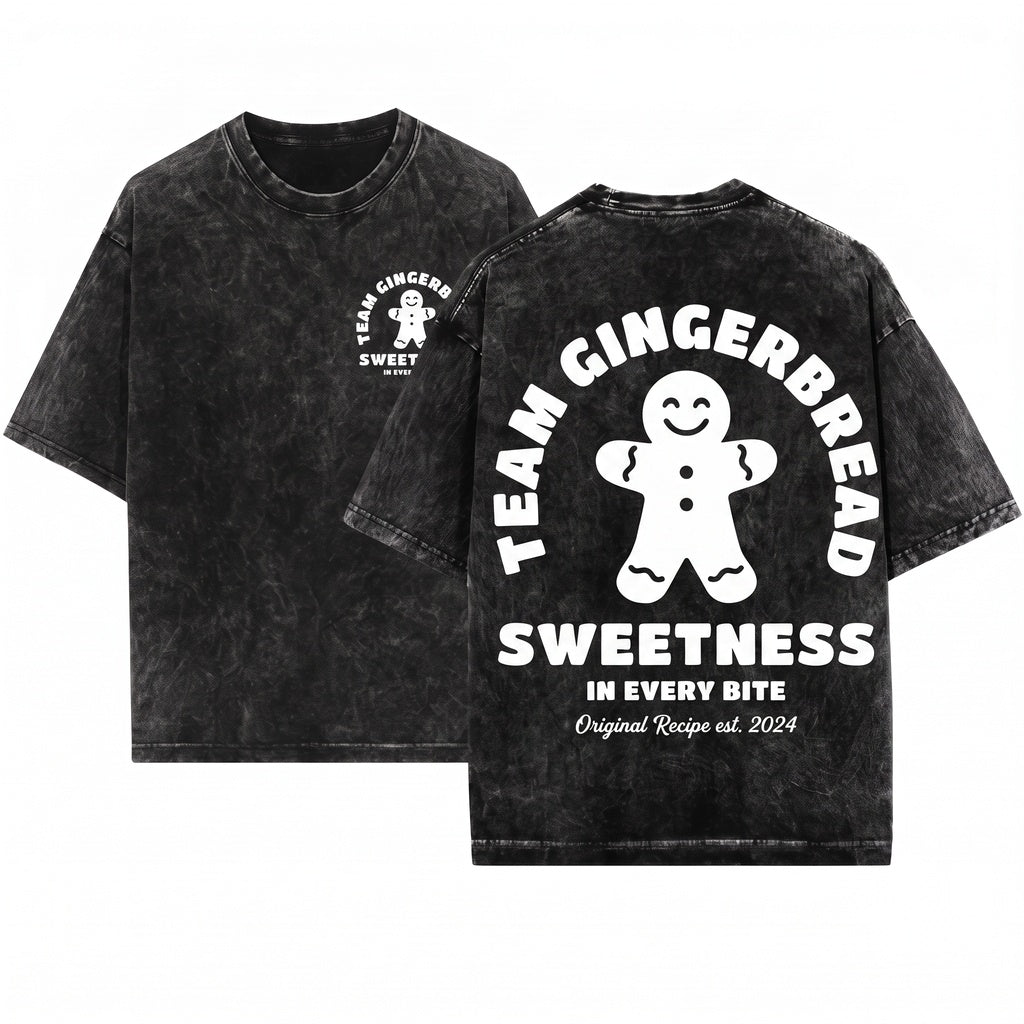 Festive Christmas Gingerbread Baker Holiday Cookie Graphic Apparel Unisex Wash T-Shirt