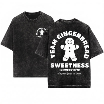 Festive Christmas Gingerbread Baker Holiday Cookie Graphic Apparel Unisex Wash T-Shirt