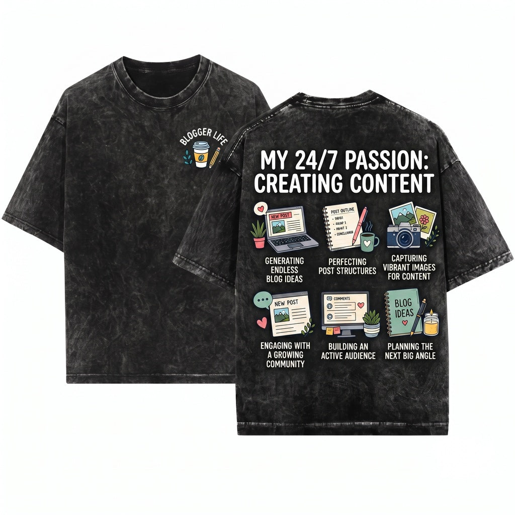 Blogger Things I Do In My Spare Time Content Creator Blog Writer Gift Unisex Wash T-Shirt