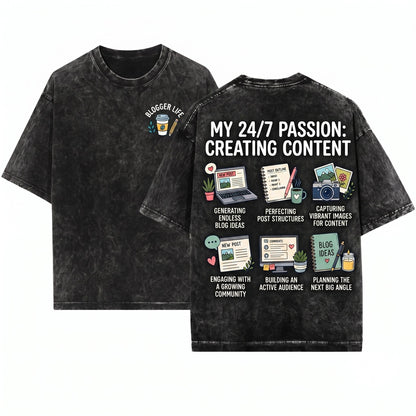 Blogger Things I Do In My Spare Time Content Creator Blog Writer Gift Unisex Wash T-Shirt