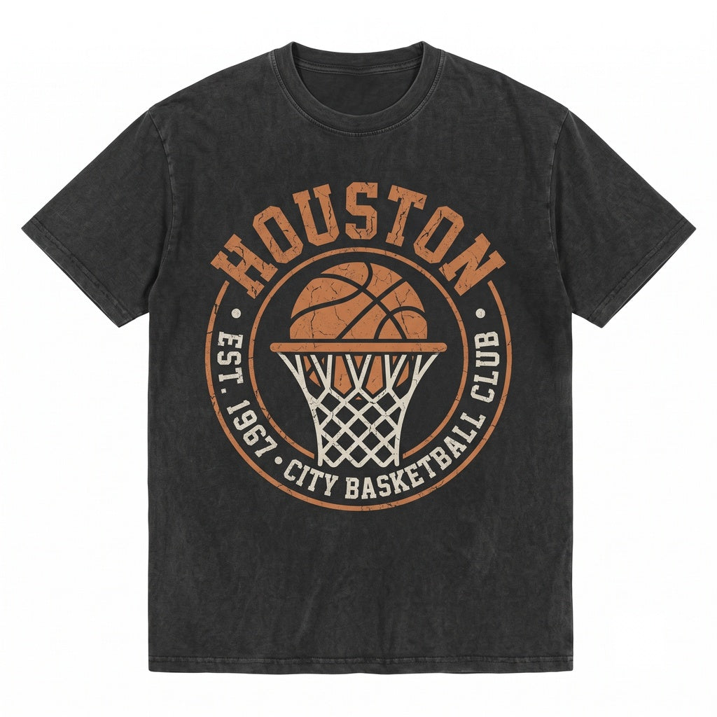Vintage 1990s Houston Basketball Fan Apparel Graphic Retro Sports Gift Unisex TShirt