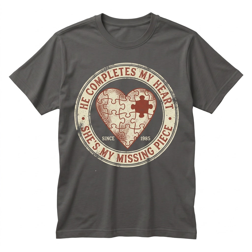 Funny Sarcastic Matching Couple Valentine Puzzle Heart Graphic Gift Unisex TShirt