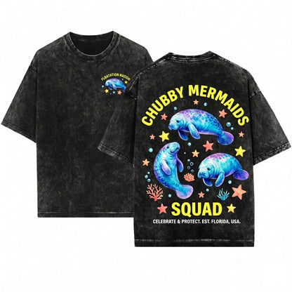 Vintage 90s Retro Manatee Sea Cow Ocean Lover Graphic Star Aesthetic Cute Y2K Gift Unisex Wash T-Shirt