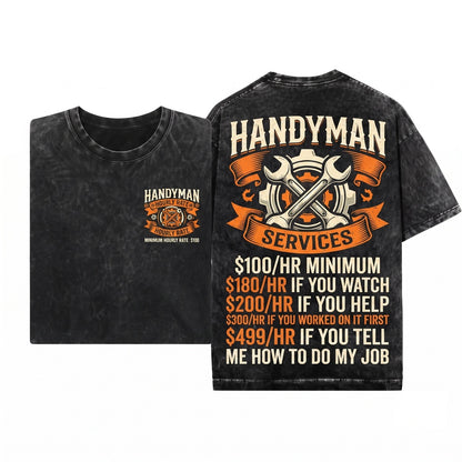 Mr. Fix It Handyman Funny Dad Graphic Apparel Unisex Wash T-Shirt