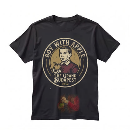 Boy with Apple Renaissance Painting Classic Film Graphic Vintage Cotton Art Apparel Unisex TShirt
