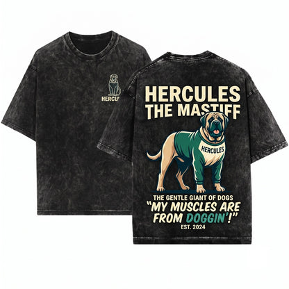 Retro 90s Baseball Film Hercules Dog Illustration Collectible Unisex Wash T-Shirt