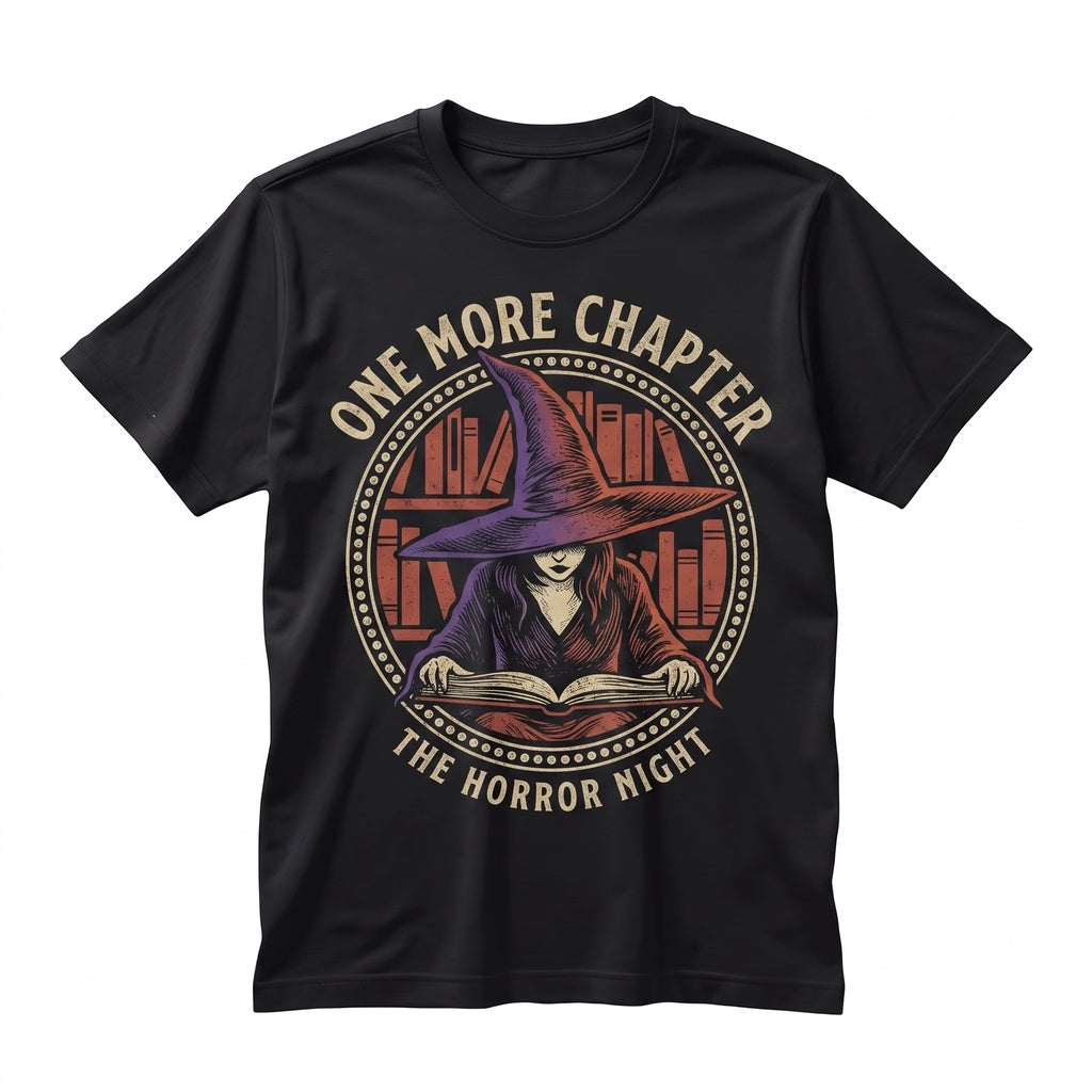 One More Chapter Witch Reading Halloween Spooky Reader Book Lover Gift Unisex TShirt