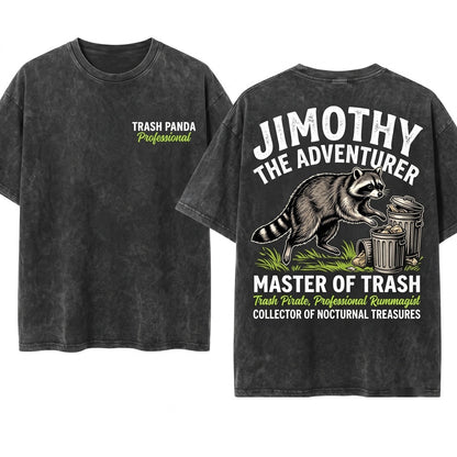 Jimothy Famous Seattle Trash Panda Hand Drawn Short King Raccoon Unisex Wash T-Shirt