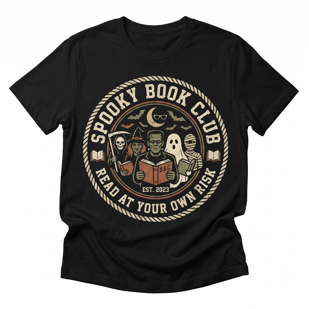 Spooky Halloween Book Club Reader Season Literature Lover Gift Unisex TShirt