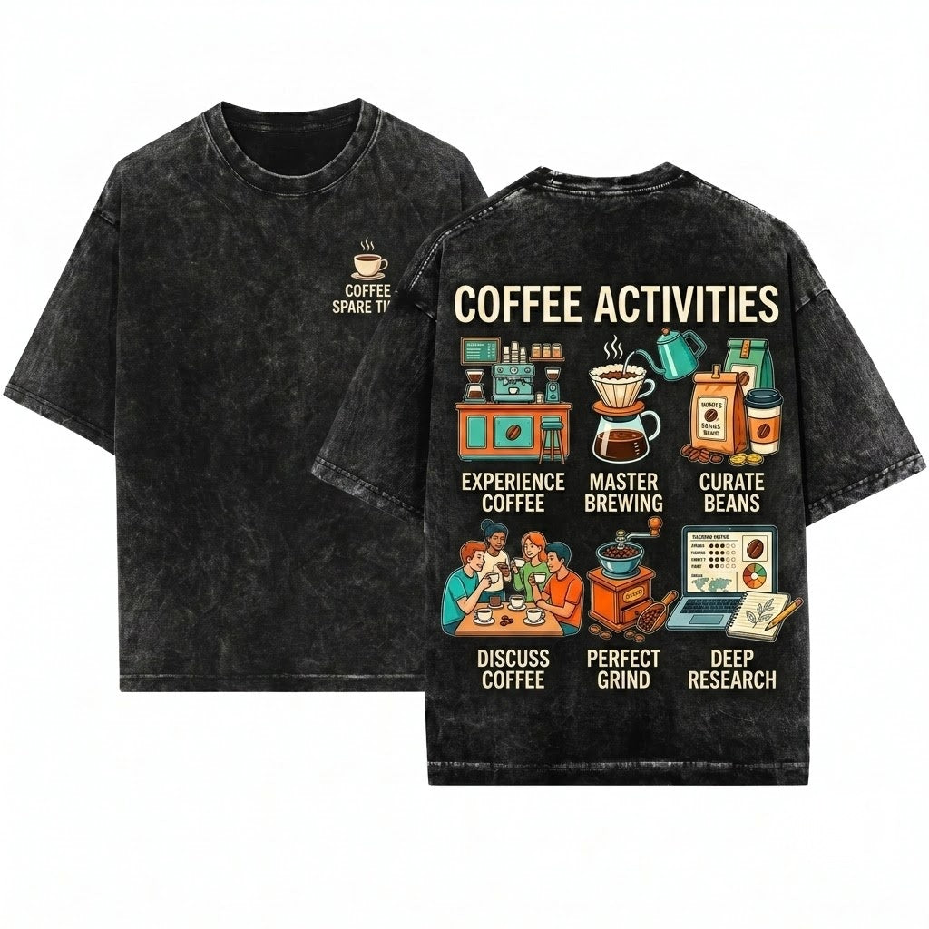 Coffee Lover Humorous Barista Graphic 100% Cotton Gift Idea Daily Brewing Unisex Wash T-Shirt
