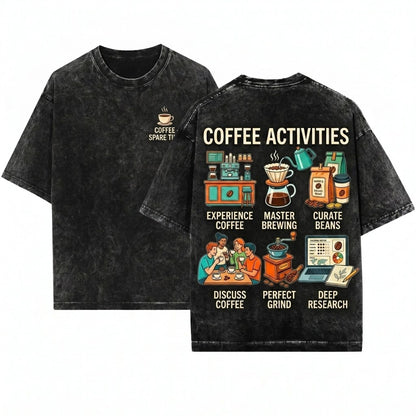 Coffee Lover Humorous Barista Graphic 100% Cotton Gift Idea Daily Brewing Unisex Wash T-Shirt