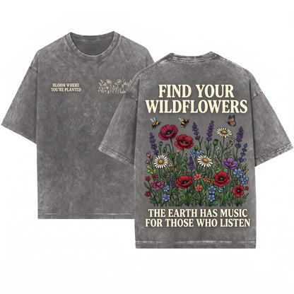 Floral Wildflowers Flower Lover Women Crewneck Sweatshirt Unisex Wash T-Shirt
