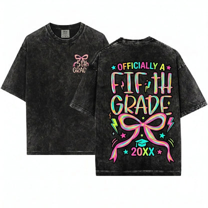 Pink Brushstroke Coquette Back To School Girl Preppy Fifth Grade PNG Unisex Wash T-Shirt