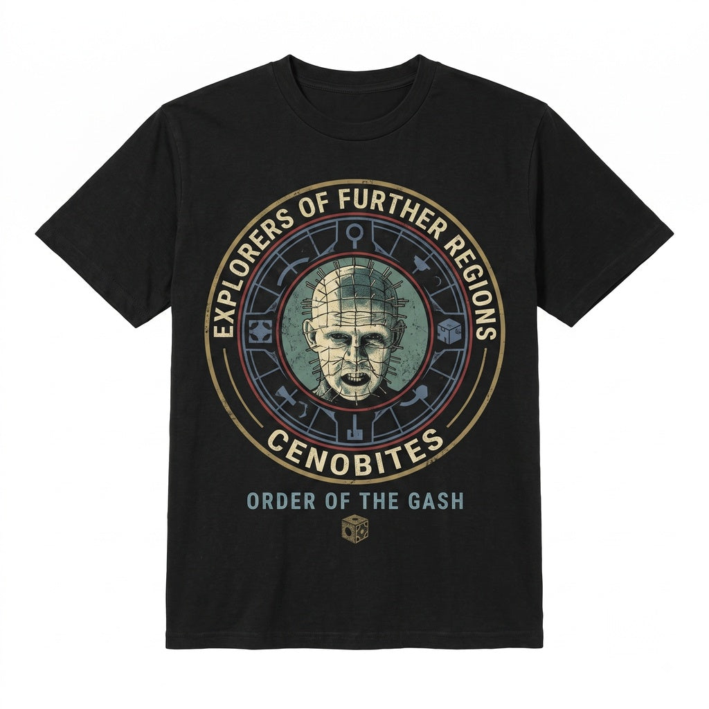 Retro 80s Horror Movie Graphic Pin Head Cenobite Demon Unisex TShirt