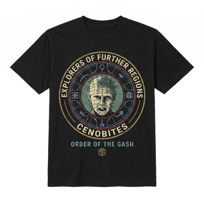 Retro 80s Horror Movie Graphic Pin Head Cenobite Demon Unisex TShirt