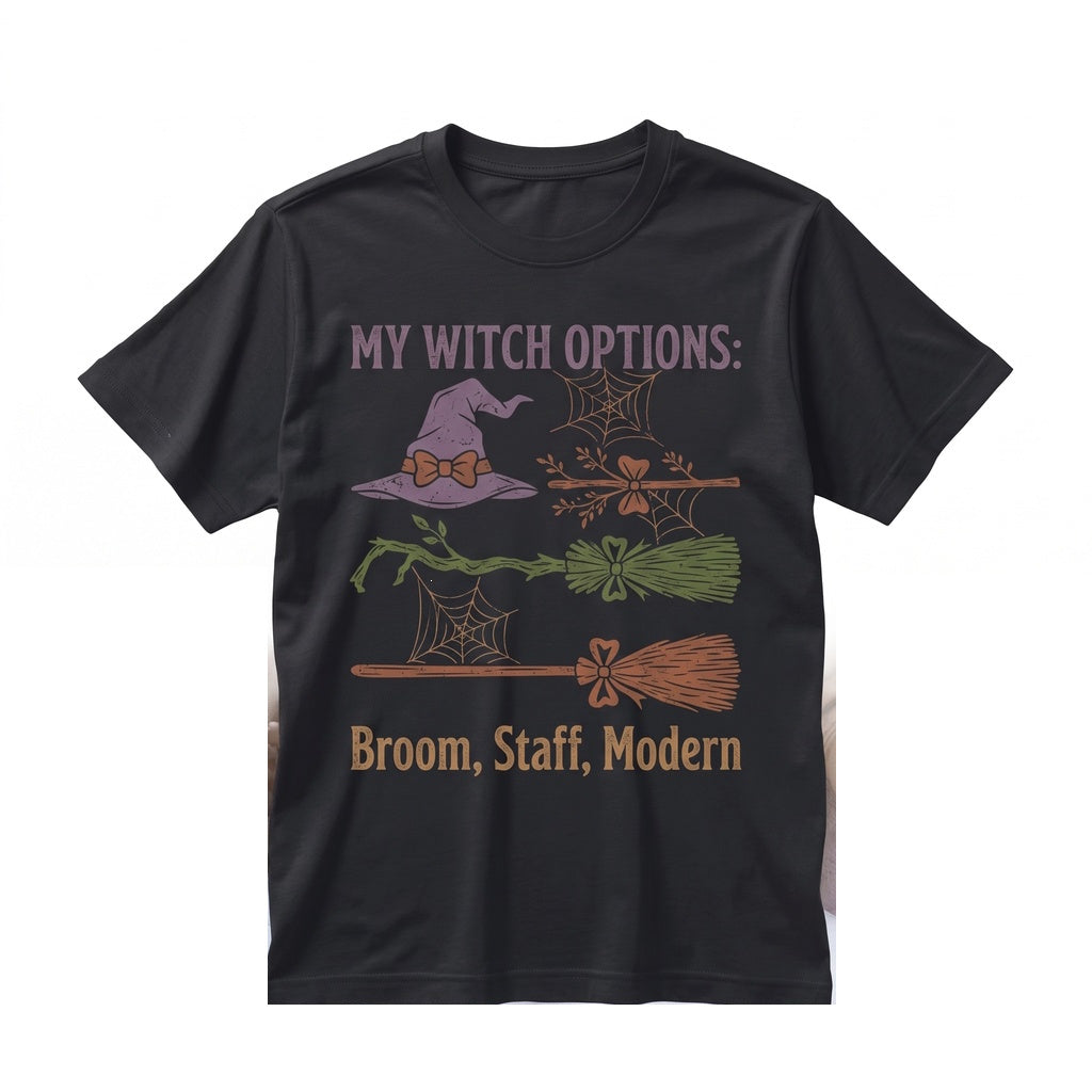 Girl Gotta Have Options Retro Halloween Sweatshirt, Spooky Season Witches Sweater, Trendy Feeling Witchy Fall Apparel, Unisex