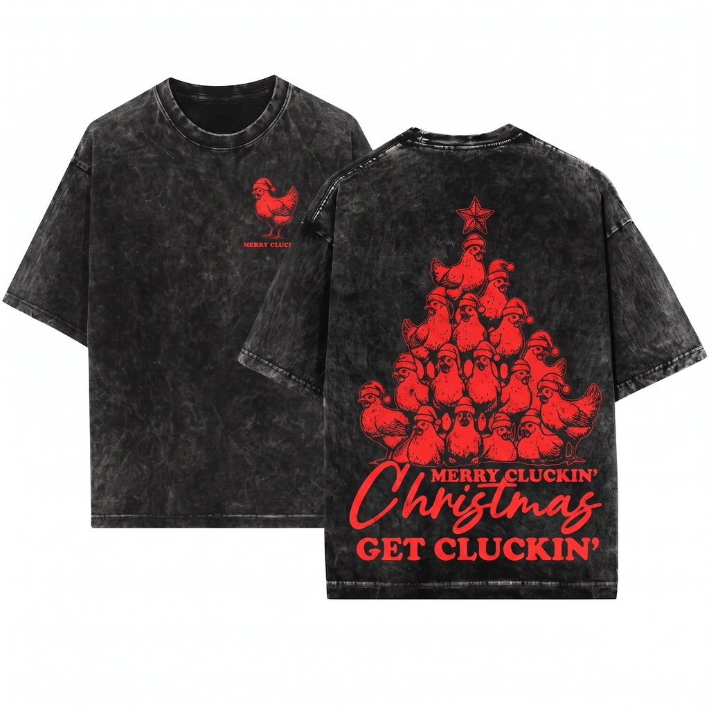 Merry Cluckin Christmas Sweatshirt Funny Xmas Farm Animal Chicken Lover Gift Unisex Wash T-Shirt