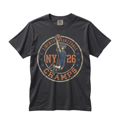 New York 2026 Champions Statue of Liberty NY Basketball Graphic Apparel Vintage Sports Fan Unisex TShirt