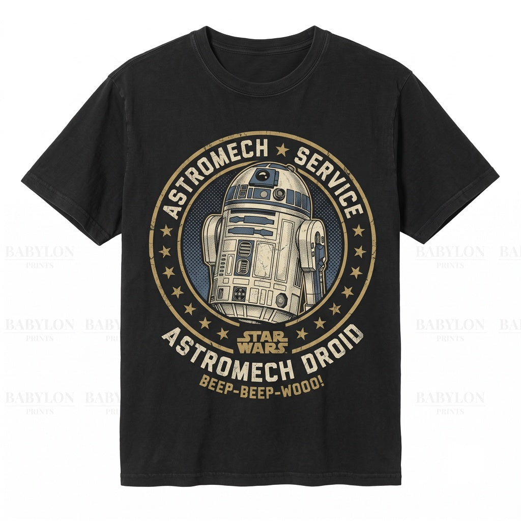 Vintage R2-D2 Graphic Droid Retro Sci-Fi Robot May Fourth Theme Park Matching Apparel Unisex TShirt