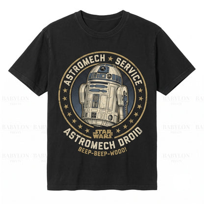 Vintage R2-D2 Graphic Droid Retro Sci-Fi Robot May Fourth Theme Park Matching Apparel Unisex TShirt
