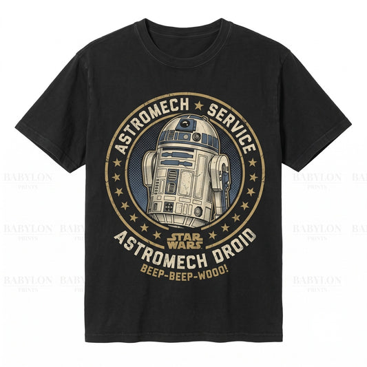 Vintage R2-D2 Graphic Droid Retro Sci-Fi Robot May Fourth Theme Park Matching Apparel Unisex TShirt