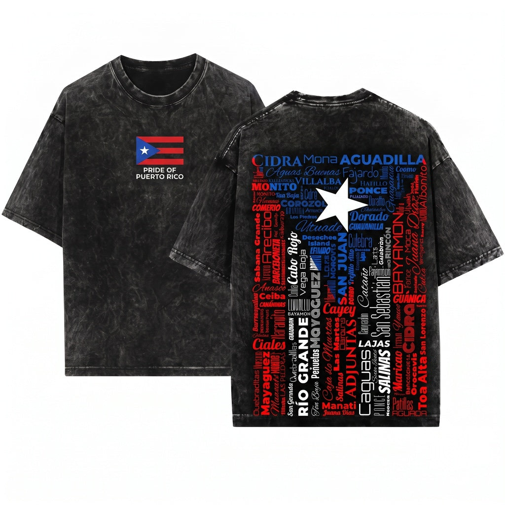 Puerto Rico Flag Heritage Roots Raised Travel Souvenir Present Unisex Wash T-Shirt