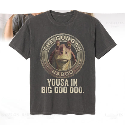 Vintage Jar Jar Binks Graphic Double-Sided Retro Sci-Fi Comedy Meme Cotton Top Unisex TShirt