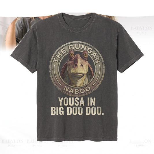 Vintage Jar Jar Binks Graphic Double-Sided Retro Sci-Fi Comedy Meme Cotton Top Unisex TShirt