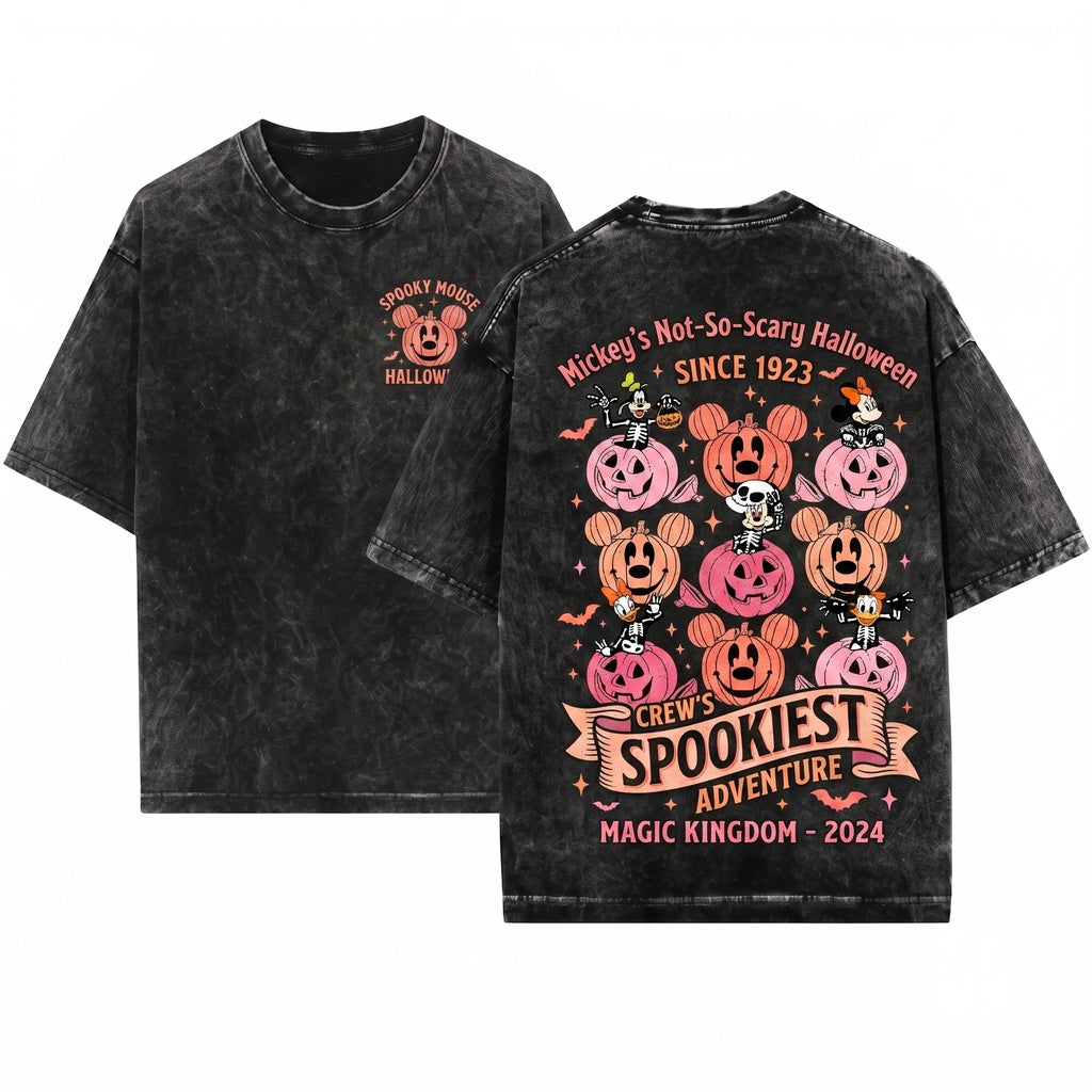 Mouse Friends Skeleton Pumpkin Spooky Party Family Vacation Halloween Gift Unisex Wash T-Shirt
