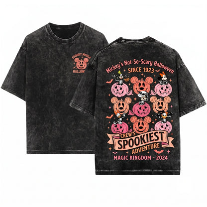 Mouse Friends Skeleton Pumpkin Spooky Party Family Vacation Halloween Gift Unisex Wash T-Shirt