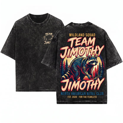 Team Jimothy Seattle Short Spine Raccoon Graphic Viral Meme Unisex Wash T-Shirt