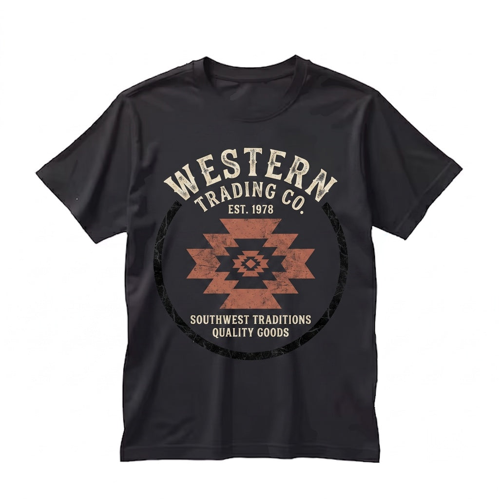 Retro Western Cowboy Aztec Pattern Desert Country Graphic Crewneck Sweater Unisex TShirt