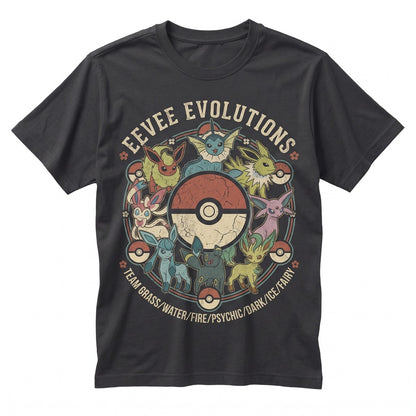 Cute Eevee Evolution Pocket Monster Anime Kawaii Graphic Character Fan Gift Unisex TShirt