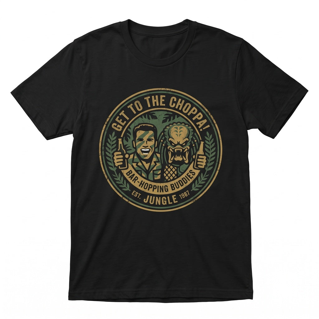 Funny 90s Vintage Bootleg Alien Action Movie Meme Arnold Beer Graphic Top Unisex TShirt