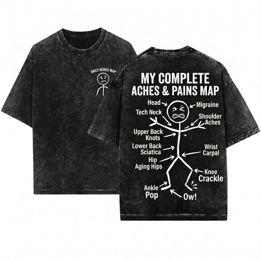 Funny Ow Relatable Pain Meme Minimalist Stick Figure Humor Sarcastic Everyday Life Unisex Wash T-Shirt