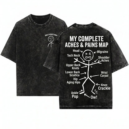 Funny Ow Relatable Pain Meme Minimalist Stick Figure Humor Sarcastic Everyday Life Unisex Wash T-Shirt