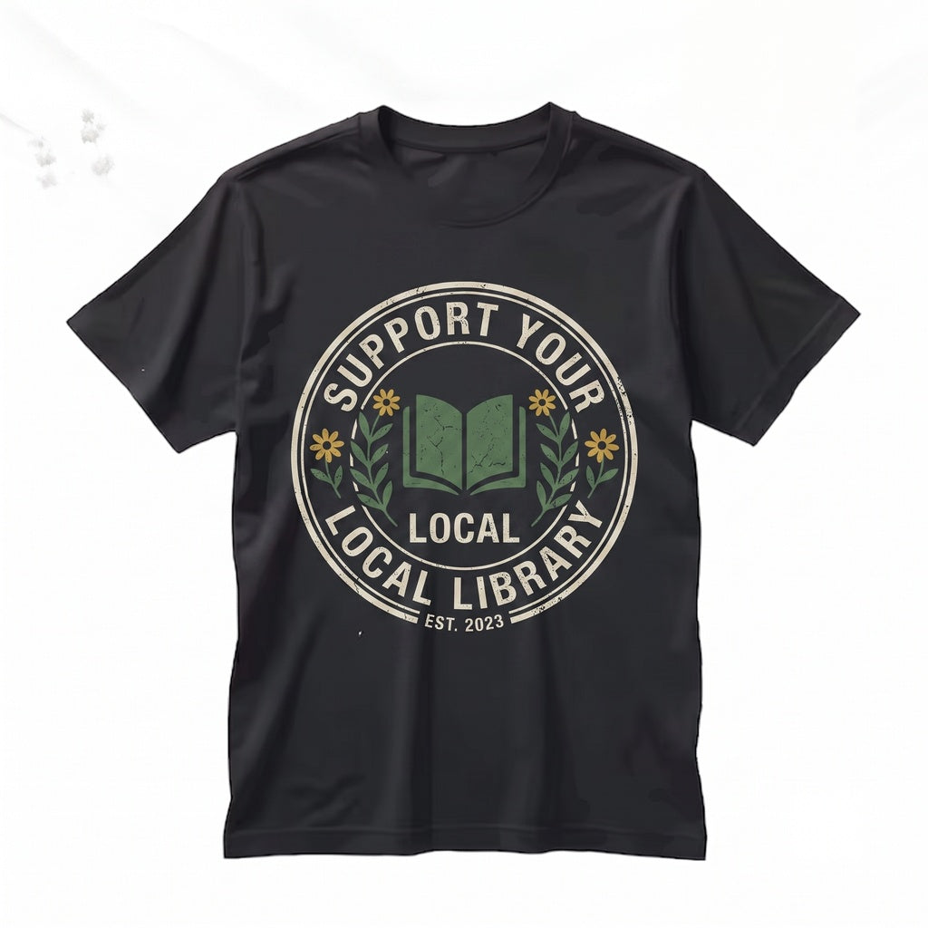 Support Your Local Library Embroidered Book Lover Literary Reading Gift Unisex TShirt