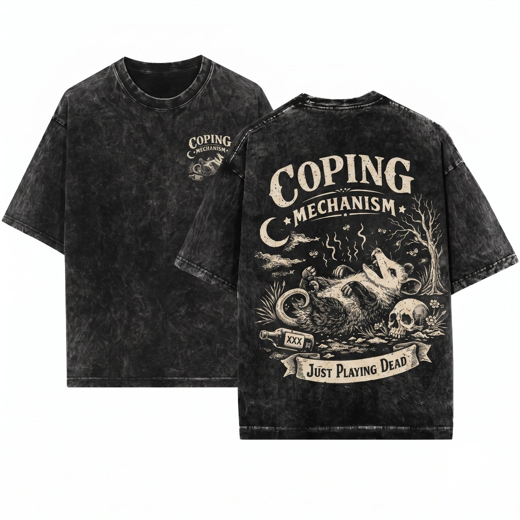 Funny Vintage Coping Mechanism Opossum Playing Dead Woodland Animal Graphic Lover Gift Unisex Wash T-Shirt