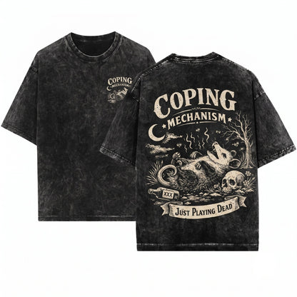 Funny Vintage Coping Mechanism Opossum Playing Dead Woodland Animal Graphic Lover Gift Unisex Wash T-Shirt