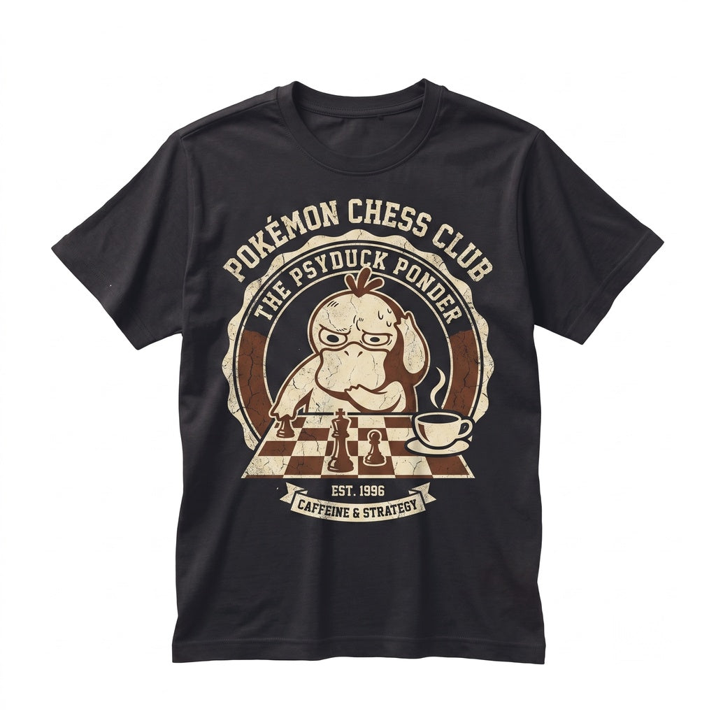 Confused Duck Playing Chess Stained Glass Coffee Station Funny Anime Gamer Room Decor Gift Unisex TShirt